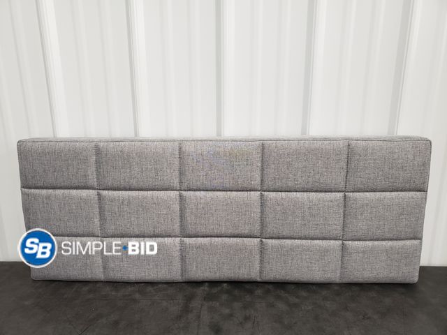 Lot 58-59554 - Grey Fabric Twin Bed Frame and headboard