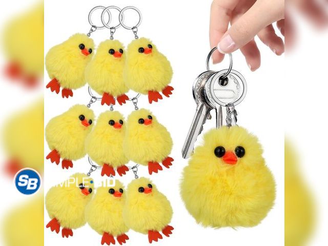 Lot 58-41631 - New Little Yellow Duck Plush Keychain Set of 10 Soft Cute Animal Keychains for Keys Bags Phone Charm...