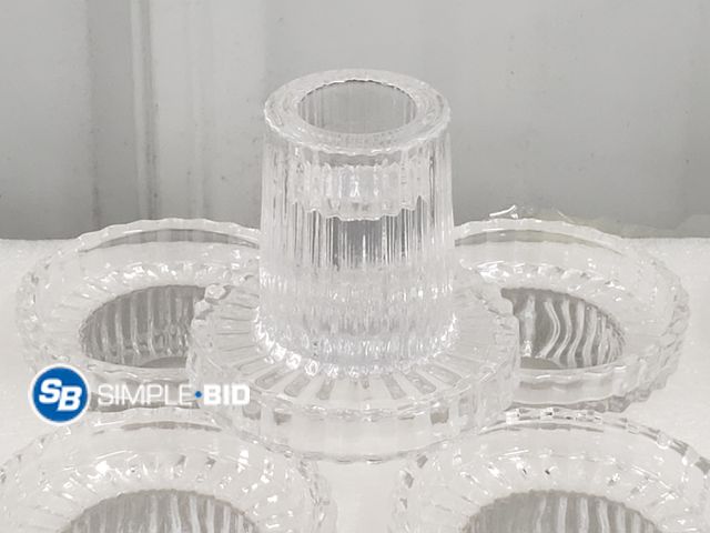 Lot 58-54053 - New 10 Pcs Glass Candlestick Holders Set, Glass Crystal Taper Candle Holders Striped Vintage Reversi...