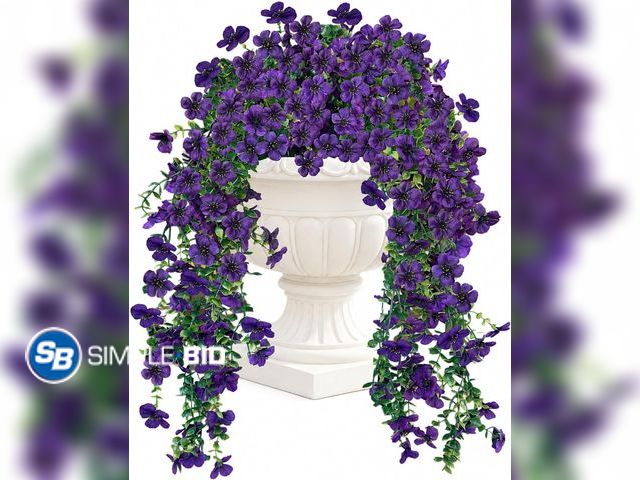 Lot 58-78175 - New UV Resistant Artificial Hanging Flowers Outdoor Decor - 2 Pack Fake Hanging Plants with Silk Dai...