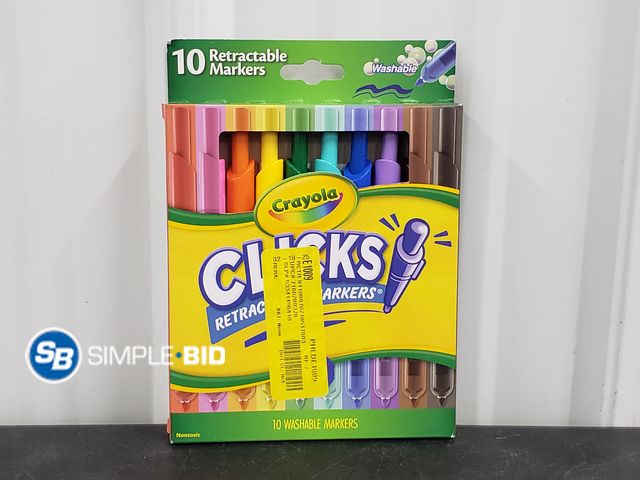 Lot 58-60426 - New New Crayola Clicks Retractable Markers (10ct), Easter Basket Essentials, Cone Tip, Washable Mark...