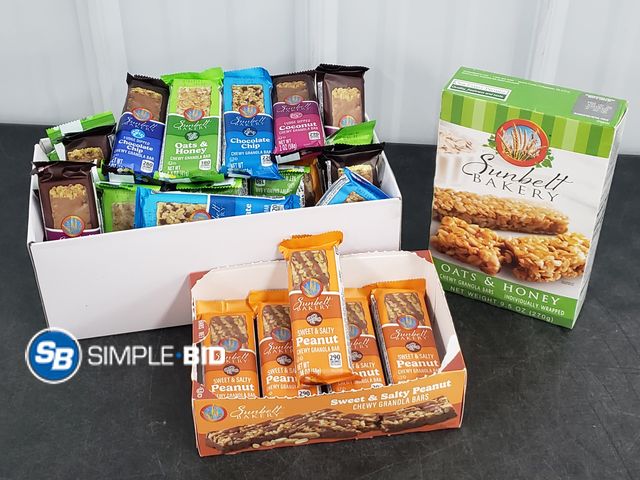 Lot 58-60427 - Lot of Sunbelt Bakery bars - sweet and salty peanut, Chocolate Chip, oats and honey and more - expir...