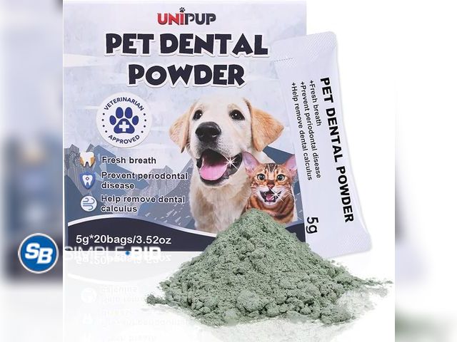 Lot 58-21375 - New Pet Teeth Cleaning Powder, Safe &amp; Natural Oral Care Formula Dog Dental Powder, Reduces Plaqu...