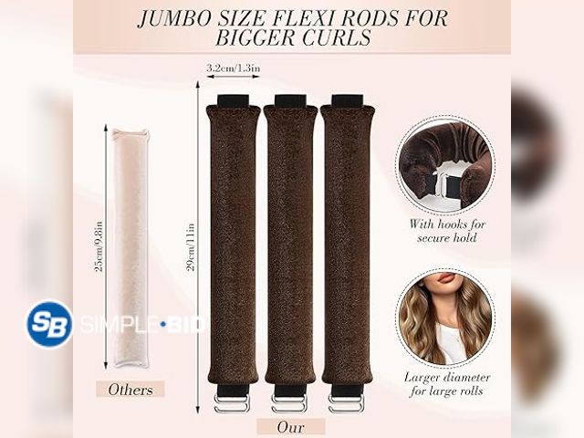 Lot 58-32856 - Lot of (30) New 3 Pack Heatless Curling Rod, Overnight Curls with Hook Velvet Hair Curlers to Sleep ...