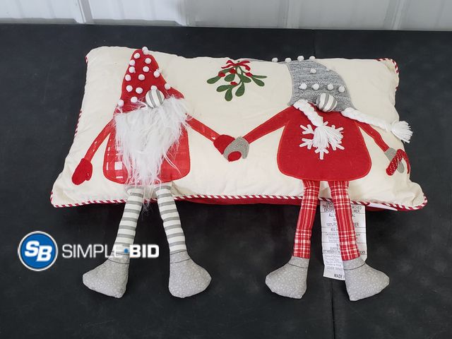 Lot 58-64609 - Christmas Gnome Pillow with Legs that Hang off Pillow - 14" x 24" - Light Use