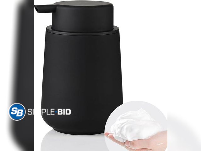 Lot 58-56410 - Lot of (2) New  Black Foaming Hand Soap Dispenser Plastic 11 oz - Modern Minimalist Style for Bathro...