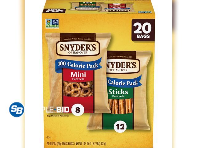 Lot 58-69341 - Snyder's of Hanover Variety Pack Pretzels, 20 Count 0.92 oz - unopened - expired