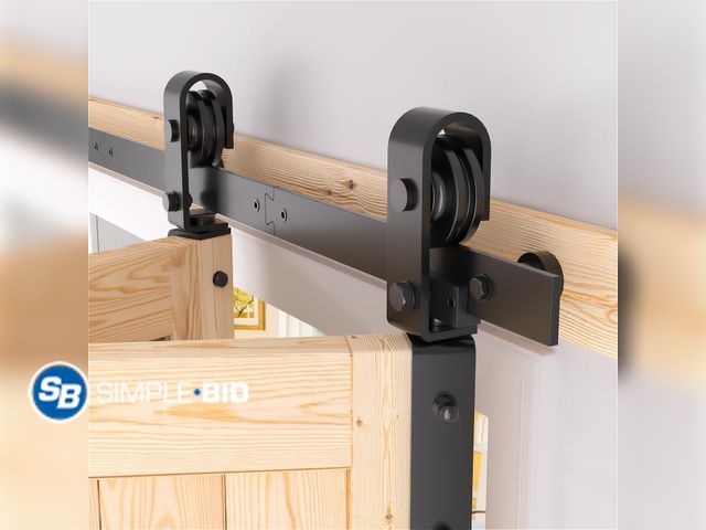 Lot 58-41824 - New 36" Bifold Barn Door Hardware Kit - Fit for 2 Bifold Doors, Black Plastic Spraying, Folding Push...
