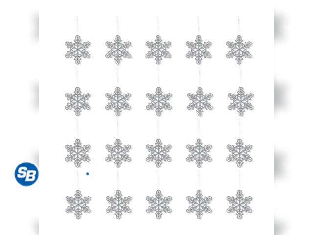Lot 58-29577 - New Silver Glitter Snowflake Christmas Ornaments, 3.94 in, 20 Count, by Holiday Time
