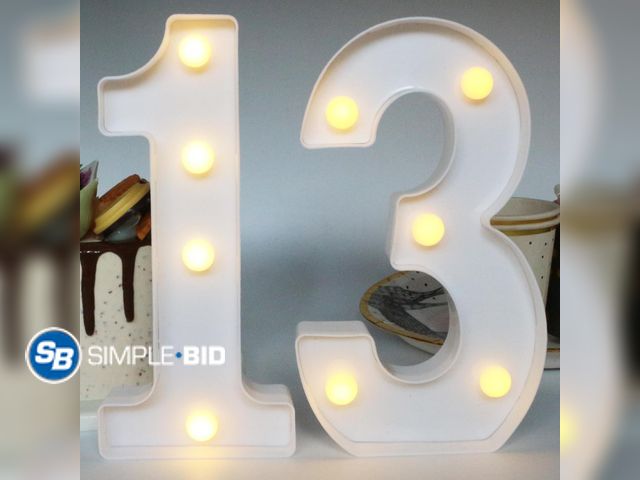 Lot 58-50732 - New Light Up Numbers 13 Sign for Party Decor, 13th Birthday Decorations for Girls, 13th Birthday Cen...