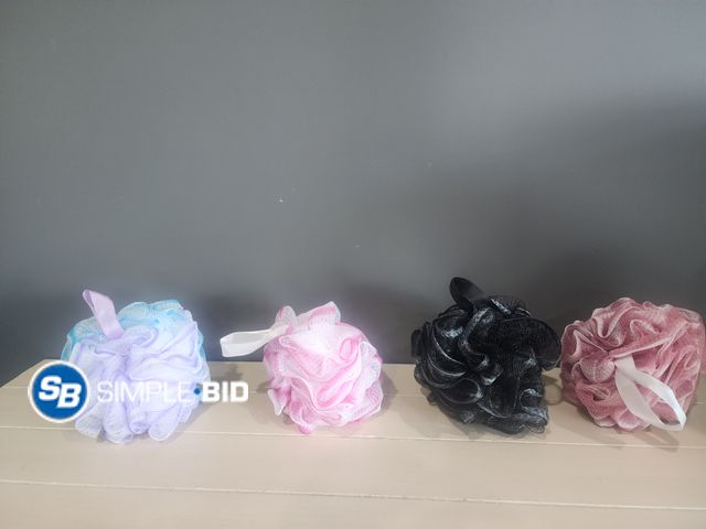 Lot 58-36865 - New BTYMS Loofah Sponge 60 Gram Shower Pouf Bath Scrunchies Shower Puff Exfoliating Body Wash Scrubb...