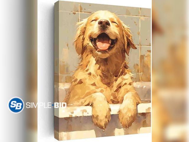 Lot 58-77731 - New YJXTXDE Golden Retriever art,Funny Bathroom Humor,Dog Wall Decor,Funny Animal Print,bathroom art...