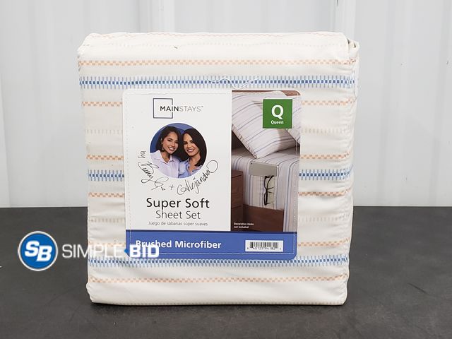 Lot 58-54861 - New Mainstays by Becky G. &amp; Alejandra 4-Piece Multicolor Woven Stripe Super Soft Microfiber Bed ...
