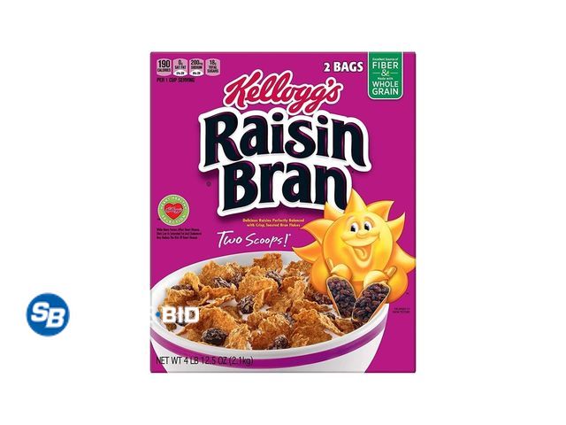 Lot 58-73280 - Raisin Bran Cereal, Original, 38.25 oz, 2 bags - unopened - expired