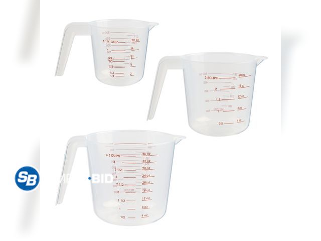 Lot 58-70991 - New Mainstays 3-Piece Tapered Spout Nesting Plastic Measuring Cups Set, Clear