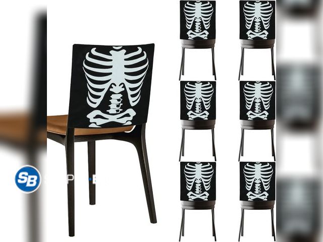 Lot 58-74934 - New Halloween Chair Covers, Skeleton and Spider Design Chair Back Decor for Party, Halloween Home De...