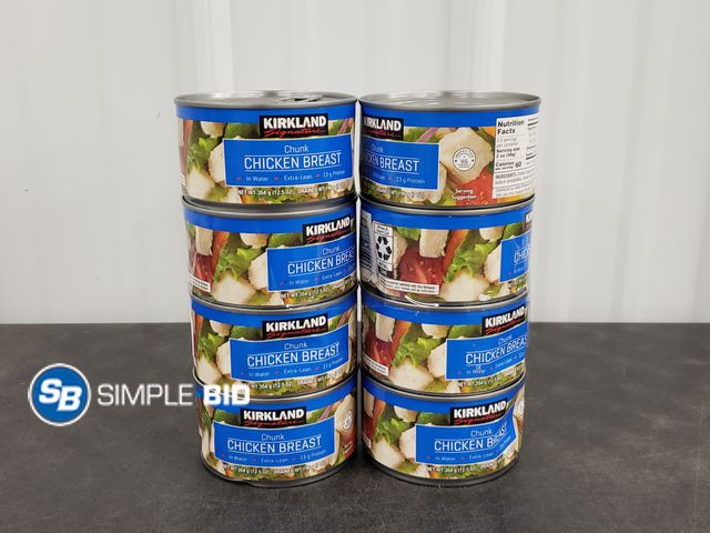 Lot 58-29902 - Lot of (6) Kirkland Chunk Chicken Breast 12.5 oz cans - unopened - some dented cans