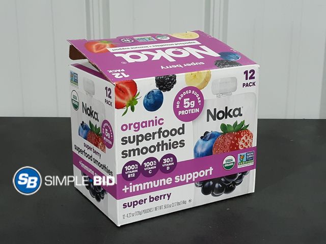 Lot 58-35565 - NOKA - Organic superfood smoothies -- super berry 12 pack - unopened