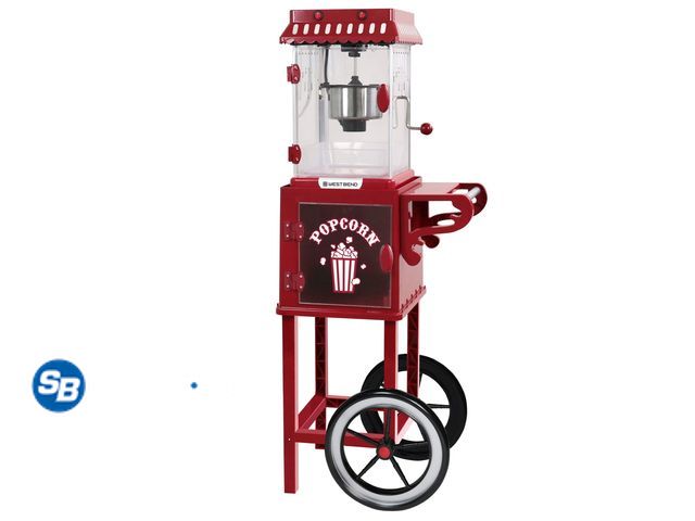Lot 58-34388 - New West Bend Compact Movie Theater Style Popcorn Machine and Cart with Onboard Storage, 10-Cup Capa...