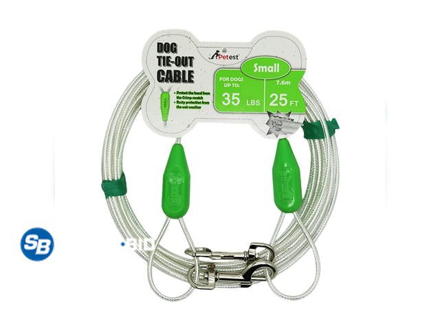 Lot 58-78114 - New Petest 25ft Reflective Tie-out Cable for Small Dogs Up To 35 Pounds
