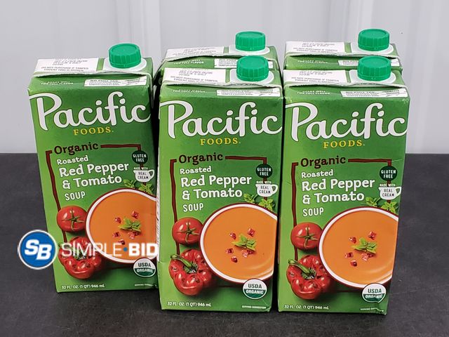 Lot 58-29891 - Lot of (5) Pacific Foods Organic Roasted Red Pepper and tomato soup