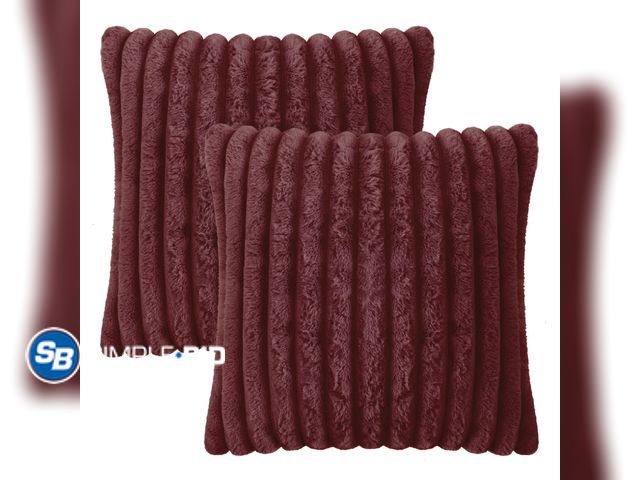 Lot 58-35372 - Lot of (10) New L&amp;M Plush Throw Pillow Covers 26×26, Fluffy Striped Decorative Pillow Covers Set...