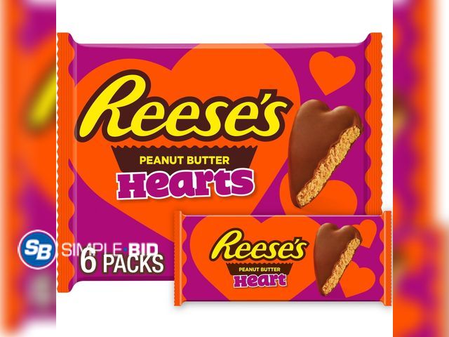 Lot 58-64799 - Lot of (5) REESE'S Milk Chocolate Peanut Butter Hearts, Valentine's Day Candy Packs, 1.2 oz (6 Count...