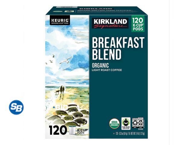 Lot 58-74981 - Kirkland Signature Coffee Organic Breakfast Blend K-Cup Pod 120 Count - open box - mostly full