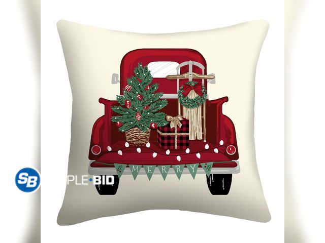 Lot 58-31761 - New Mainstays 16" x 16" Reversible Holiday Truck Decorative Outdoor Throw Pillow, Multi