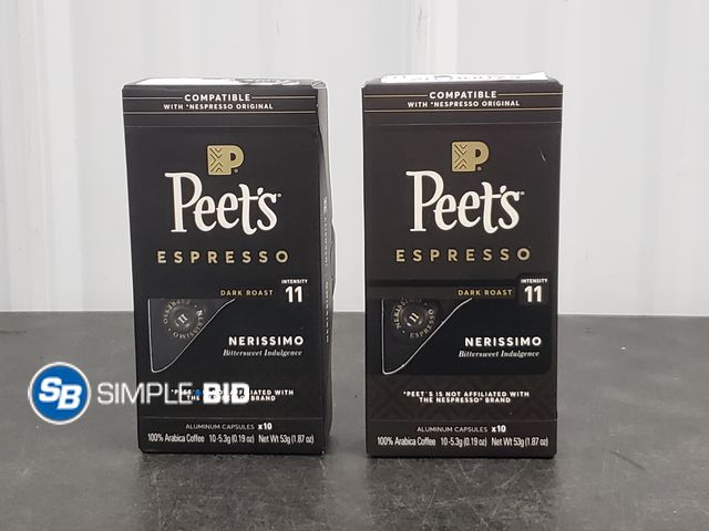 Lot 58-74075 - Lot of (2) Peet's Coffee Nerissimo Premium Dark Roast Intensity 11 Espresso Coffee Pods, 20 Count - ...