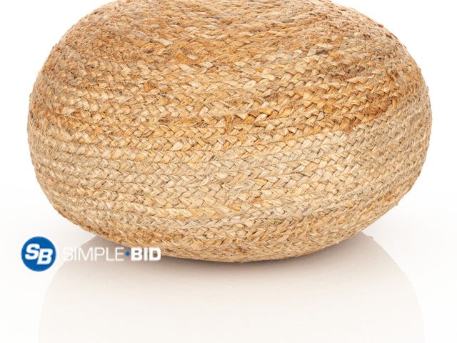 Lot 58-51522 - New Decor Therapy Round Woven Natural Jute Ottoman Pouf, 20" x 10"
