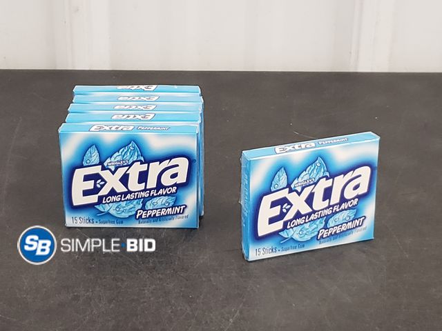 Lot 58-72386 - Lot of (6) EXTRA Long lasting Flavor - Peppermint gum - 15 sticks in each package - unopened