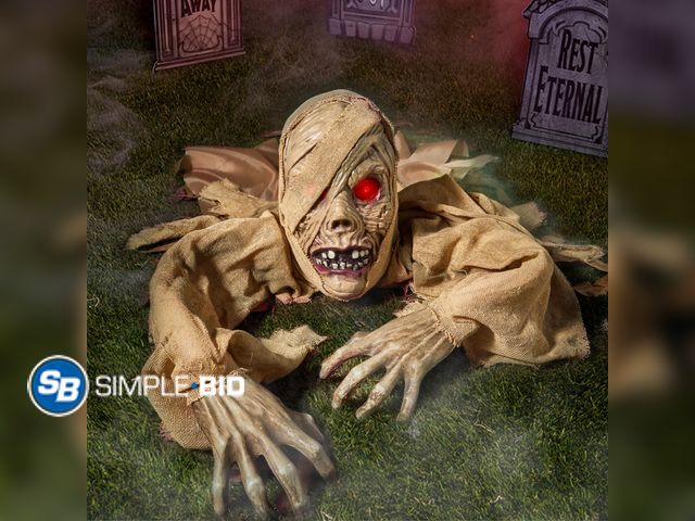 Lot 58-32554 - New Joyfy Halloween Groundbreaker Halloween Decorations Zombie with Sound and Flashing Eyes,Outdoor ...