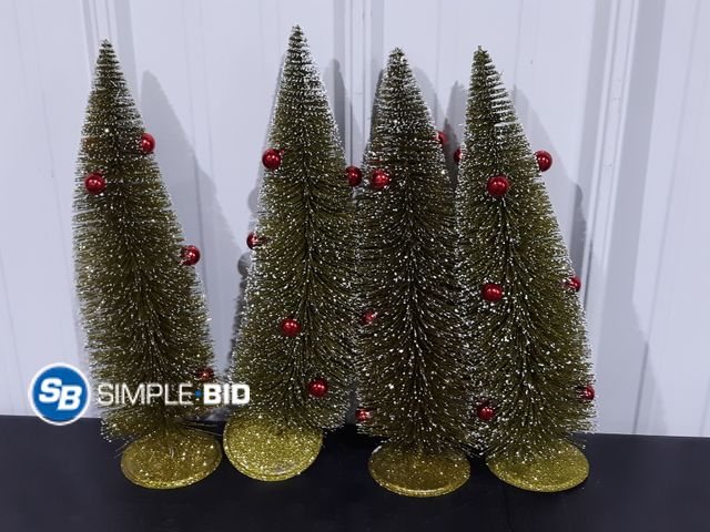 Lot 58-32366 - CHRISTMAS! Lot of (4) glittery Christmas Tree decor - approx. 16" tall
