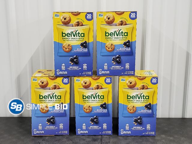 Lot 58-75786 - Lot of (5) Belvita Energy Snack Bites - 20 packs in each box - individually packaged - unopened - ex...