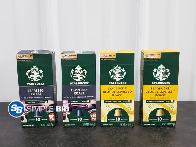 Lot 58-73975 - Lot of (4) New STARBUCKS! (2) Starbucks espresso Roast (2) Starbucks Blonde Espresso Roast - 40 caps...