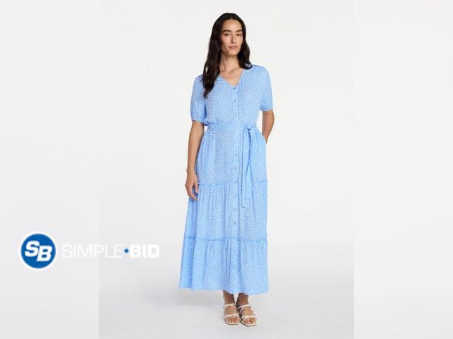 Lot 58-71202 - New Time and Tru Women’s Crinkle Maxi Dress with Short Sleeves, Size M