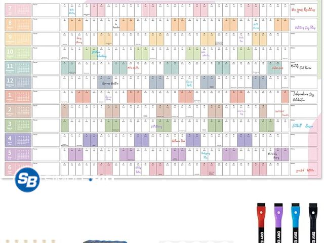 Lot 58-36805 - New 2025-2026 Academic Year Wall Calendar, Dry Erase Whiteboard Planner, 48"x32", Large School &amp;...