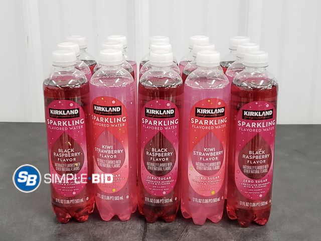 Lot 58-58505 - KIRKLAND SPARKLING flavored water - Lot of (15) kirkland sparkling flavored water - Kiwi Strawberry ...
