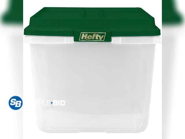 Lot 58-54600 - New Hefty 72 Quart Clear Plastic  Storage Bin with HIRISE Lid