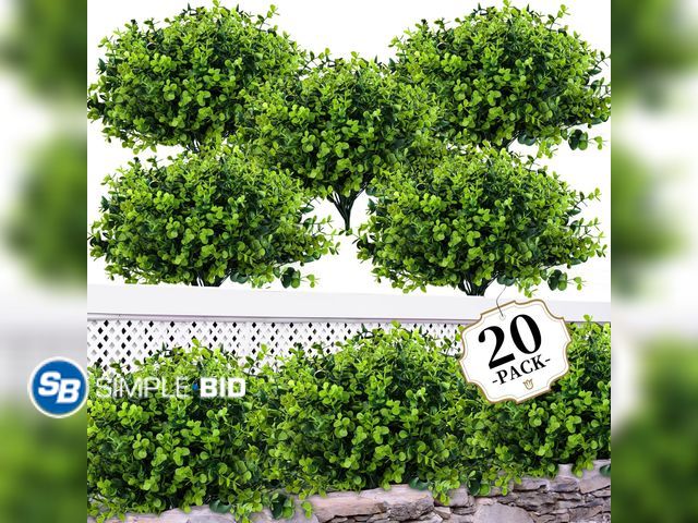 Lot 58-77508 - New ColoPlay 20 Bundles Artificial Greenery Boxwood Plants, Fake Outdoor Plants | Artificial Plants ...