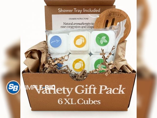 Lot 58-77727 - New Bare Botanics 6 XL Shower Steamers with Tray - Essential Oil Shower Bombs | 70% Bigger Than Stan...
