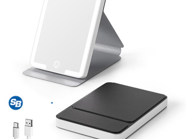 Lot 58-58201 - New Kintion Tiny Travel Compact Mirror, 4.6"*2.9" Portable LED Lighted Makeup Mirror, 3 Colors Touch...