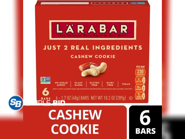 Lot 58-73104 - Lot of (3) Larabar Cashew Cookie, Fruit and Nut Bars, Gluten Free and Vegan, 10.2 oz, 6 Count in eac...