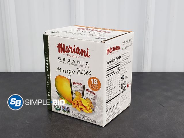 Lot 58-51206 - Mariani Family organic Mango Bites - 17 snack packs - unopened - best by 10/26