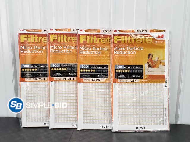 Lot 58-80379 - Lot of (4) 3M  Filters 14 x 25 x 1 - box little dented up