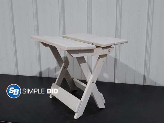 Lot 58-27029 - Fold up White Wood Side Table
