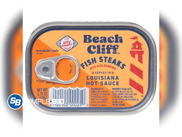 Lot 58-69743 - Lot of (10) Beach Cliff Wild Caught Fish Steaks in Louisiana Hot Sauce, Gluten Free, 15g Protein per...