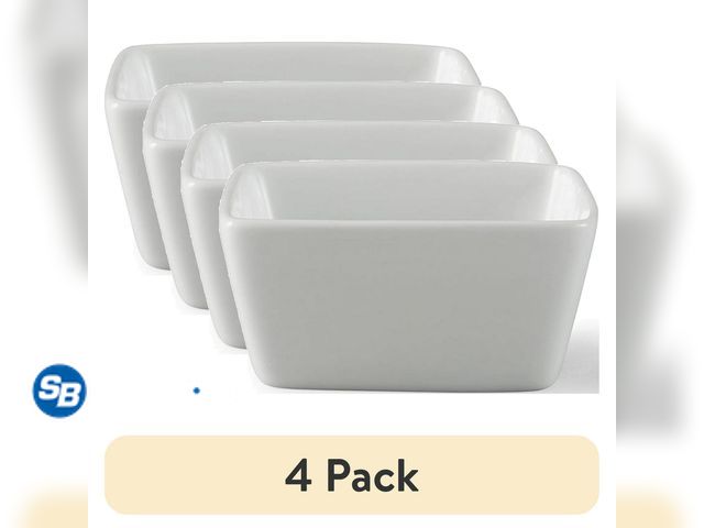 Lot 58-60592 - New (4 pack) Better Homes &amp; Gardens White Porcelain Square Dipped Bowl