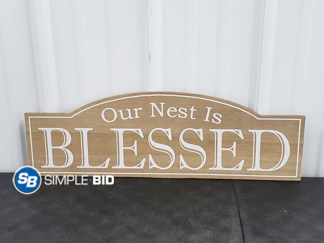 Lot 58-55553 - Decorative Wooden our Nest is BLESSED Decor sign - approx. 24" L x 6" W